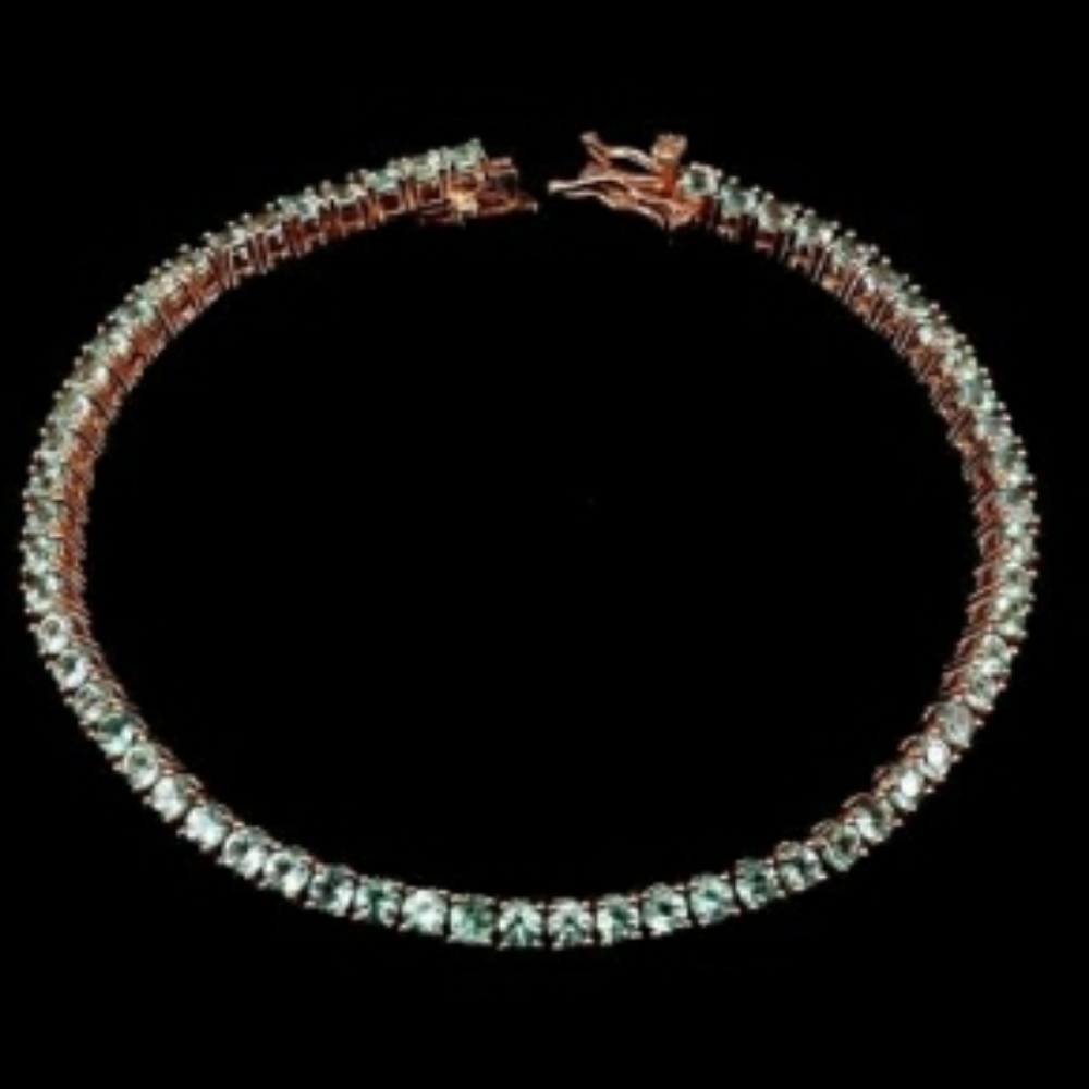 Genuine Blue Apatite Gemstone Tennis Bracelet Z5